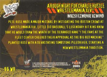 2001 Fleer WWF Wrestlemania #96 Rough Night for Charlie Hustle  Back
