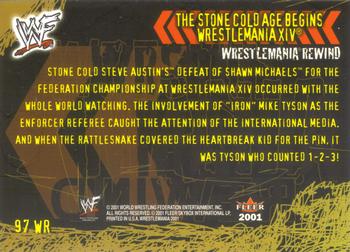2001 Fleer WWF Wrestlemania #97 The Stone Cold Age Begins  Back
