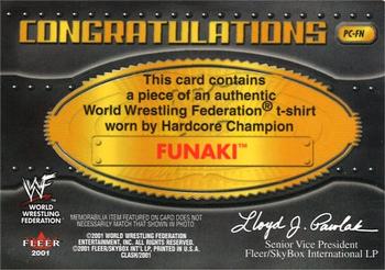 2001 Fleer WWF Championship Clash - Piece of the Champion #PC-FN Funaki Back