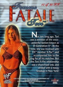 2001 Fleer WWF Raw Is War - Femme Fatale #10FF Tori  Back