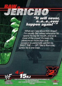 2001 Fleer WWF Raw Is War - Raw Is Jericho #4RJ Jericho / Kurt Angle Back