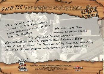 2001 Fleer WWF Raw Is War - Tables, Ladders, & Chairs #5TLC The Rock and Dudley Boyz vs. Kurt Angle, Edge & Christian Back