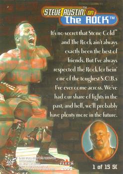 2001 Fleer WWF Wrestlemania - Stone Cold Said So #1 SC The Rock  Back