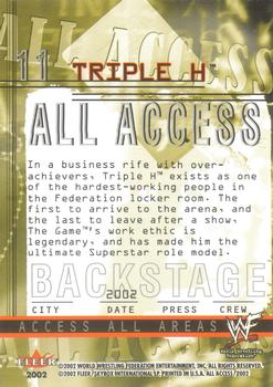 2002 Fleer WWF All Access #11 Triple H  Back