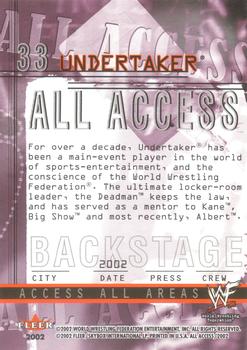 2002 Fleer WWF All Access #33 Undertaker  Back