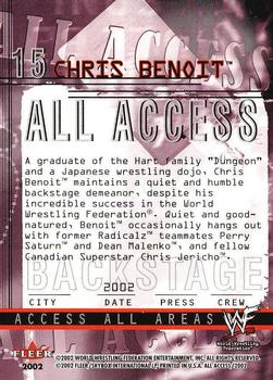 2002 Fleer WWF All Access #15 Chris Benoit  Back