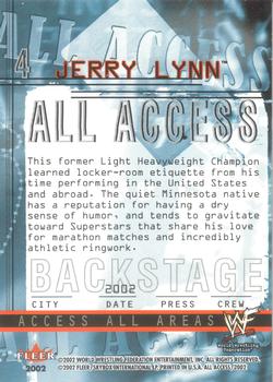 2002 Fleer WWF All Access #4 Jerry Lynn  Back