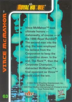 2002 Fleer WWE Royal Rumble #63 Vince McMahon  Back