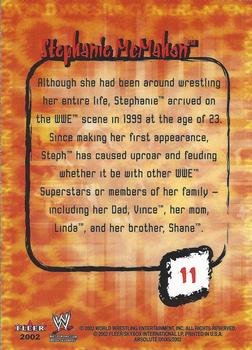 2002 Fleer WWE Absolute Divas #11 Stephanie McMahon  Back
