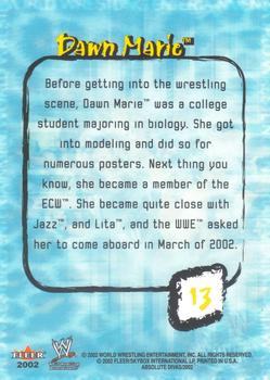 2002 Fleer WWE Absolute Divas #13 Dawn Marie  Back