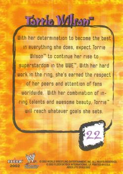 2002 Fleer WWE Absolute Divas #22 Torrie Wilson  Back