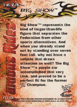 2002 Fleer WWF All Access - Famous Rides #7 FR Big Show's Purple Car Back