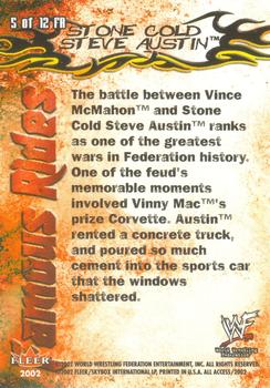 2002 Fleer WWF All Access - Famous Rides #5 FR Stone Cold Destroys Vince's 'Vette Back