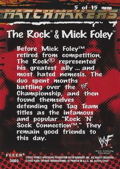 2002 Fleer WWF All Access - Match Makers #5 MM The Rock / Mick Foley Back