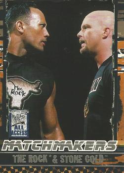2002 Fleer WWF All Access - Match Makers #9 MM The Rock / Steve Austin Front