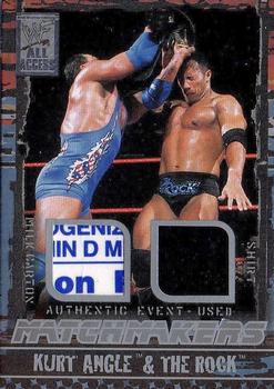 2002 Fleer WWF All Access - Match Makers Memorabilia #MM-RKA Kurt Angle / The Rock  Front
