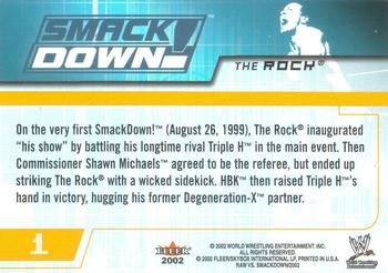 2002 Fleer WWE Raw vs. SmackDown #1 The Rock  Back