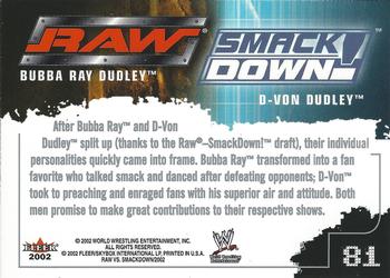 2002 Fleer WWE Raw vs. SmackDown #81 Bubba Ray Dudley vs. D-Von Dudley Back