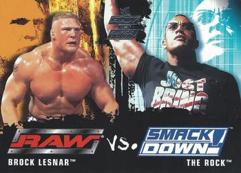 2002 Fleer WWE Raw vs. SmackDown #86 Brock Lesnar vs. The Rock Front
