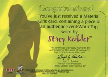 2002 Fleer WWE Absolute Divas - Material Girls #NNO Stacy Keibler Back