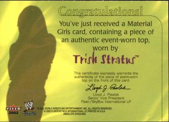 2002 Fleer WWE Absolute Divas - Material Girls #NNO Trish Stratus Back