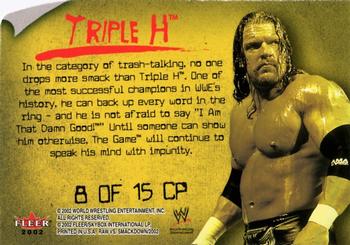 2002 Fleer WWE Raw vs. SmackDown - Catch Phrases #8 CP Triple H  Back