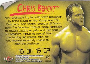 2002 Fleer WWE Raw vs. SmackDown - Catch Phrases #15 CP Chris Benoit  Back