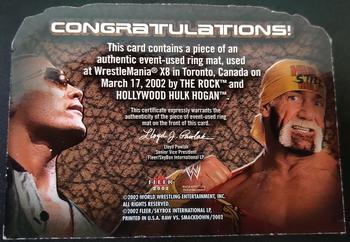 2002 Fleer WWE Raw vs. SmackDown - Pay Per View Relics #NNO The Rock / Hollywood Hulk Hogan Back