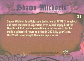 2003 Fleer WWE Aggression #31 Shawn Michaels  Back