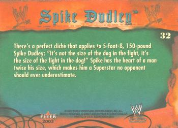 2003 Fleer WWE Aggression #32 Spike Dudley  Back