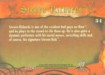 2003 Fleer WWE Aggression #34 Steven Richards  Back