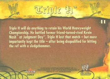 2003 Fleer WWE Aggression #41 Triple H  Back