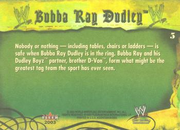 2003 Fleer WWE Aggression #5 Bubba Ray Dudley  Back