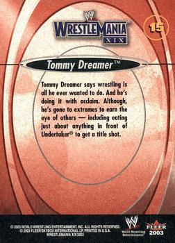 2003 Fleer WWE WrestleMania XIX #15 Tommy Dreamer  Back