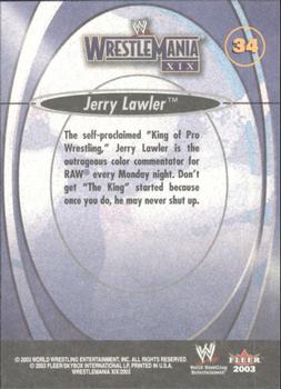 2003 Fleer WWE WrestleMania XIX #34 Jerry Lawler  Back