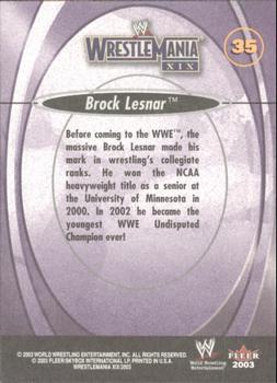 2003 Fleer WWE WrestleMania XIX #35 Brock Lesnar  Back