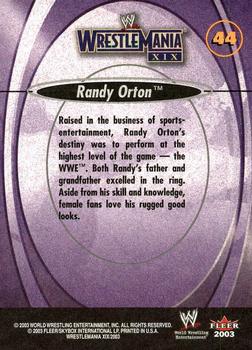 2003 Fleer WWE WrestleMania XIX #44 Randy Orton  Back