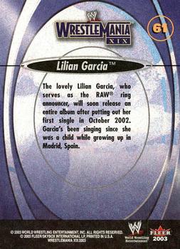2003 Fleer WWE WrestleMania XIX #61 Lilian Garcia  Back