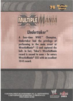 2003 Fleer WWE WrestleMania XIX #76 Undertaker Back