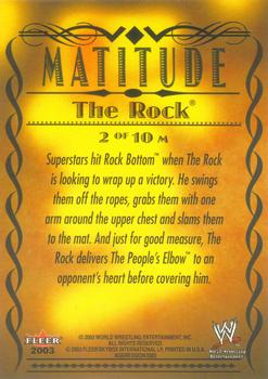 2003 Fleer WWE Aggression - Matitude #2 M The Rock  Back