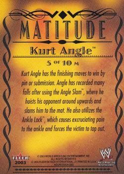 2003 Fleer WWE Aggression - Matitude #5 M Kurt Angle  Back