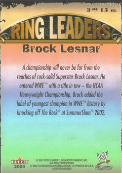 2003 Fleer WWE Aggression - Ring Leaders #3 Brock Lesnar  Back