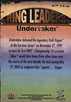 2003 Fleer WWE Aggression - Ring Leaders #6 Undertaker  Back