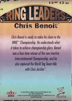 2003 Fleer WWE Aggression - Ring Leaders #13 Chris Benoit  Back