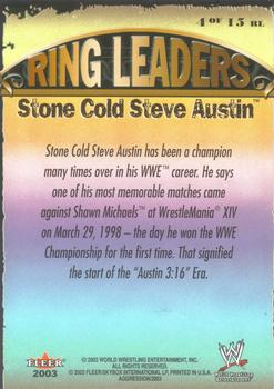 2003 Fleer WWE Aggression - Ring Leaders #4 Stone Cold Steve Austin  Back
