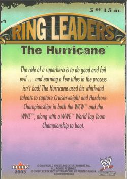 2003 Fleer WWE Aggression - Ring Leaders #5 The Hurricane  Back