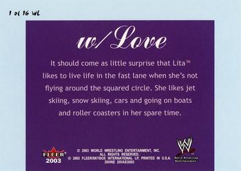 2003 Fleer WWE Divine Divas - With Love #1 WL Lita Back