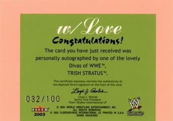 2003 Fleer WWE Divine Divas - With Love Autographs #NNO Trish Stratus Back