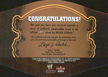 2003 Fleer WWE WrestleMania XIX - Title Shots #NNO Brock Lesnar  Back