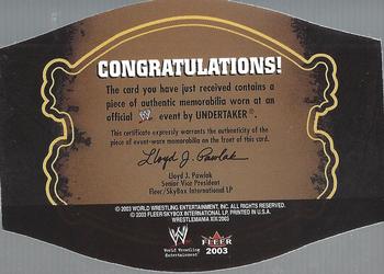 2003 Fleer WWE WrestleMania XIX - Title Shots #NNO Undertaker  Back